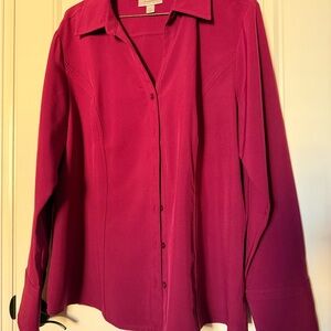 dressbarn Fuchsia Button-Down Shirt